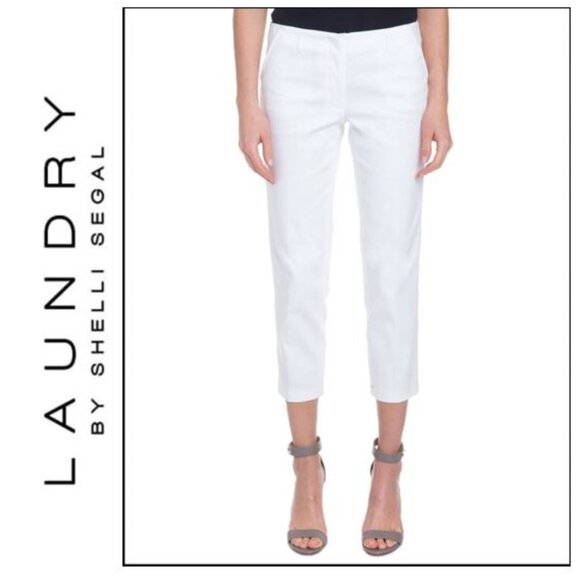 LAUNDRY by SHELLI SEGAL, White cropped boyfriend style khakis, Size: 10 - Picture 1 of 12